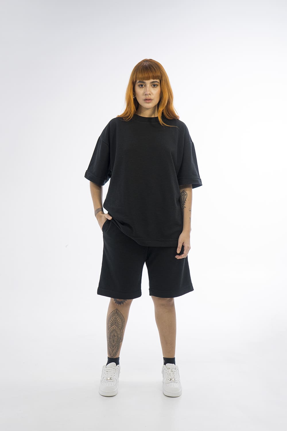 Basics Texture t-shirt - 8306 BLACK